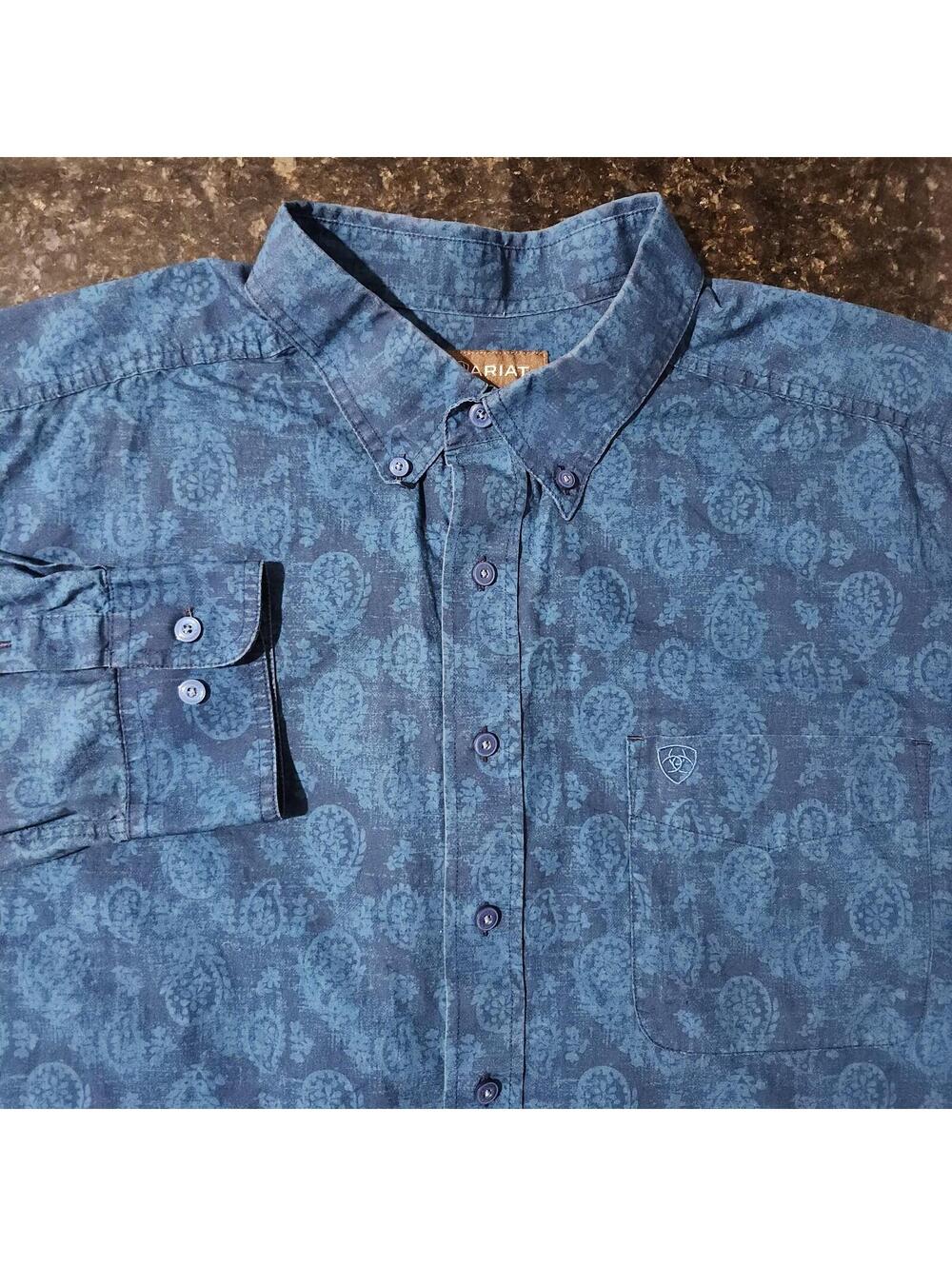 Ariat Button Down Work Western Outdoor Dress Paisley Geometric Shirt Mens XXL